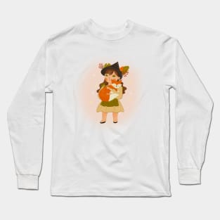 A Girl and Her Whimsical Fox Companion Long Sleeve T-Shirt
